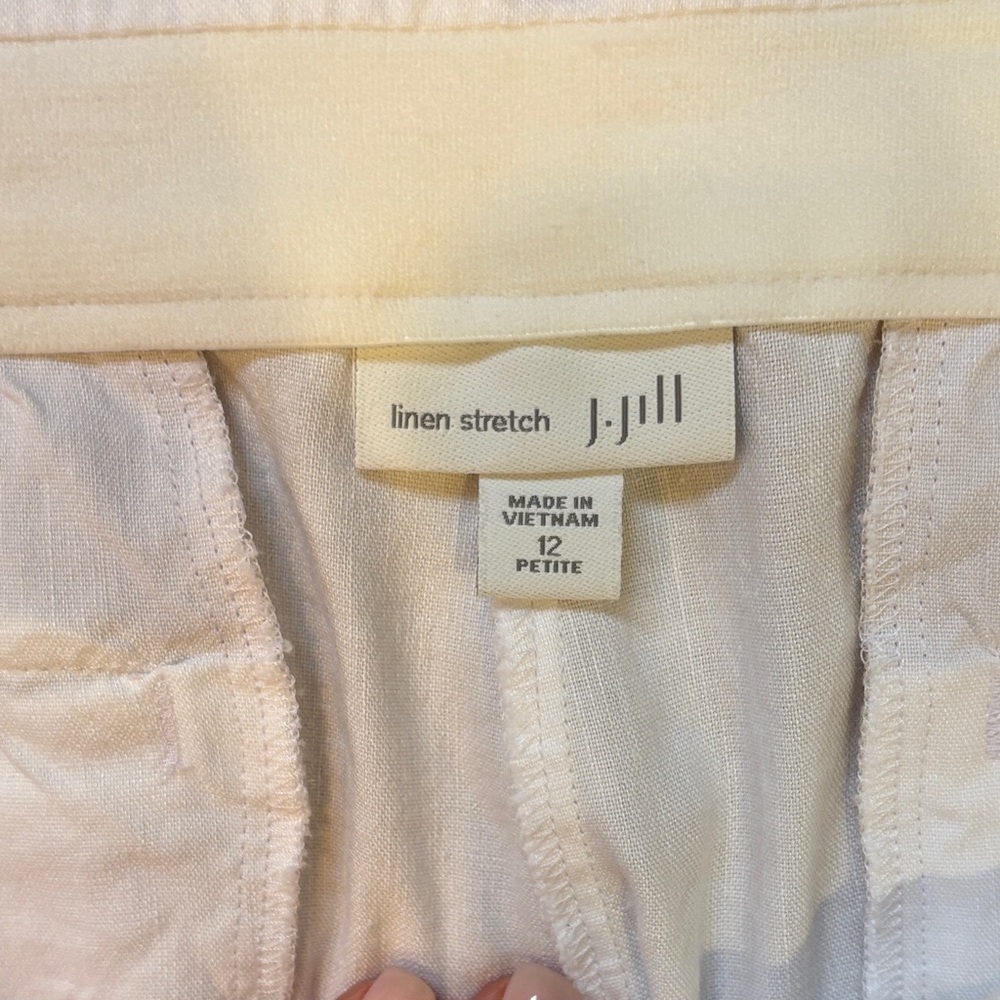 J. Jill Women's Bright White Linen Stretch Pants - Picture 3 of 6